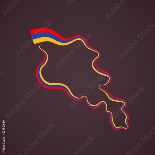 Armenia – Flag Ribbon Map