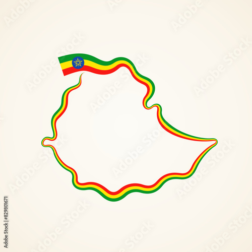 Ethiopia – Flag Ribbon Map