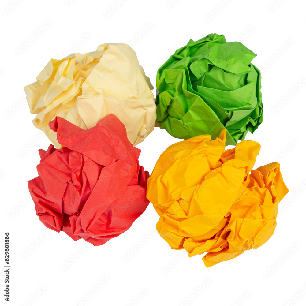 crumpled colorful paper ball on white background crumpled colorful paper ball on white background