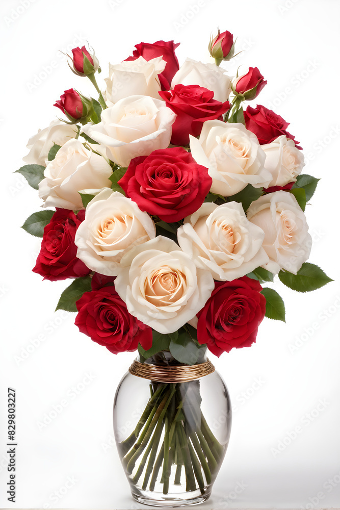 Obraz premium Beautiful roses on white
