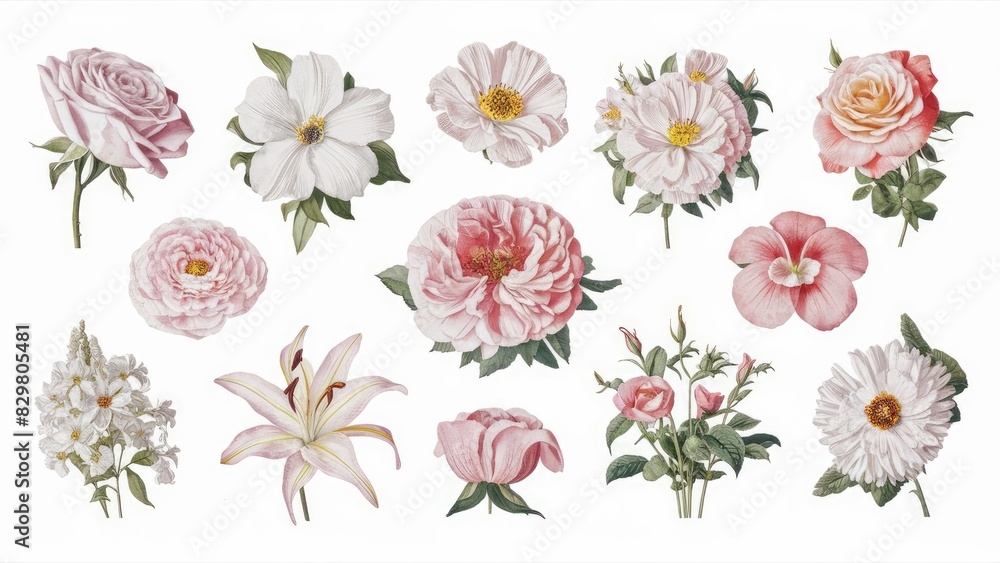 Antique Botanical Garden Blooms Antique Botanical Garden Blooms