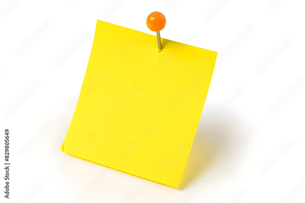 Yellow sticky post it notew with pin isolated on white background Yellow sticky post it notew with pin isolated on white background