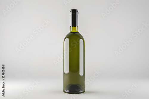 Wine bottle on white background, the bottle is a deep green colour, 