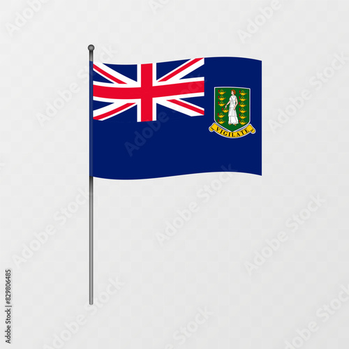 British Virgin Islands national flag on flagpole. Vector illustration.