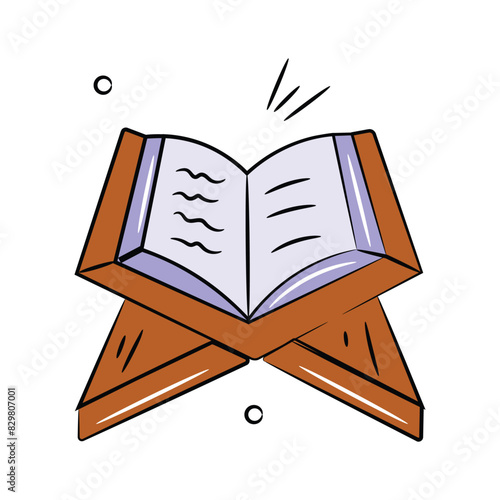 The holy quran vector design, modern doodle icon of muslim book
