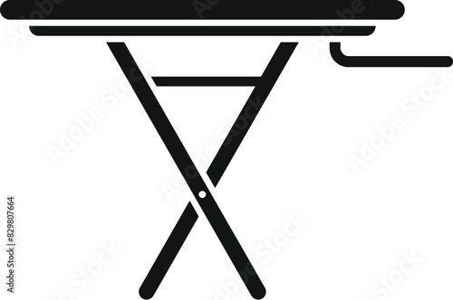 Vector illustration of a simple black silhouette of a collapsible ironing board, isolated on white