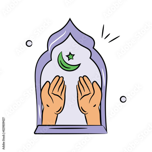 Get this creative praying hands doodle icon, ready to use vector