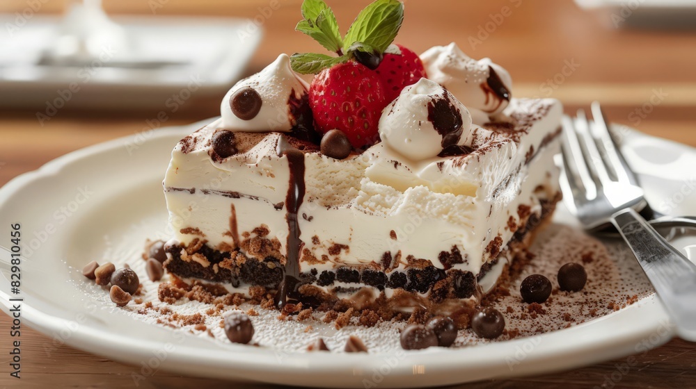 With each forkful, savor the tantalizing blend of moist cake and cold, refreshing ice cream, creating a delightful sensation on the palate. With each forkful, savor the tantalizing blend of moist cake and cold, refreshing ice cream, creating a delightful sensation on the palate.