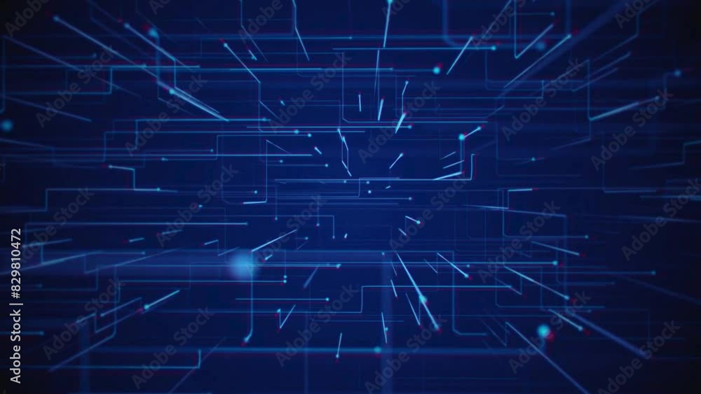 Abstract tech 3D circuit board styled background with fast moving nodes streaming digital data. This modern technology motion background is a seamless loop. Abstract tech 3D circuit board styled background with fast moving nodes streaming digital data. This modern technology motion background is a seamless loop.