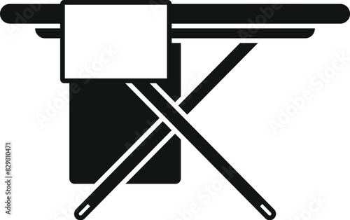 Graphic icon of an ironing board with a hanging cloth, symbolizing household chores