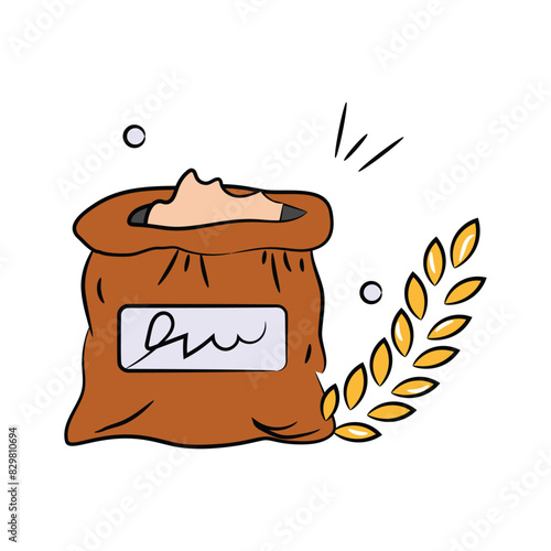 Grain with flour sack vector design of charity, modern vector of alms