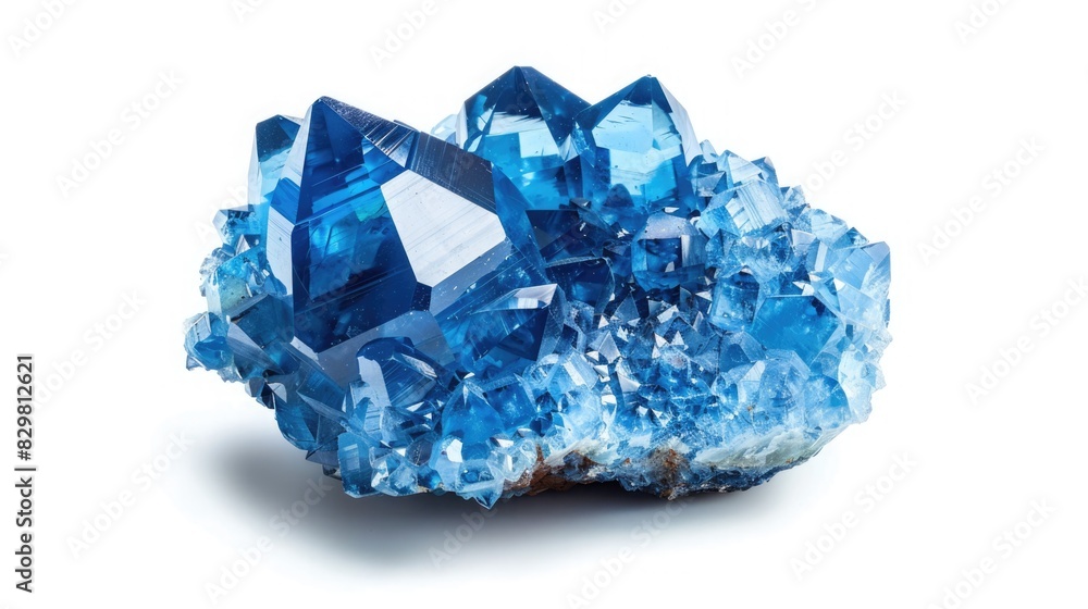 Fototapeta premium Blue crystal gemstone isolated on white background