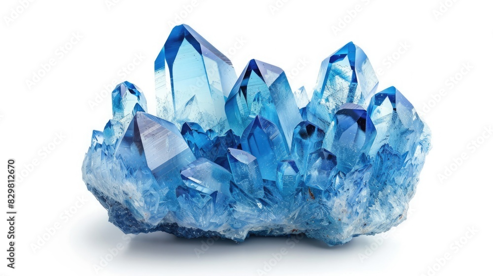 Fototapeta premium Blue crystal gemstone isolated on white background