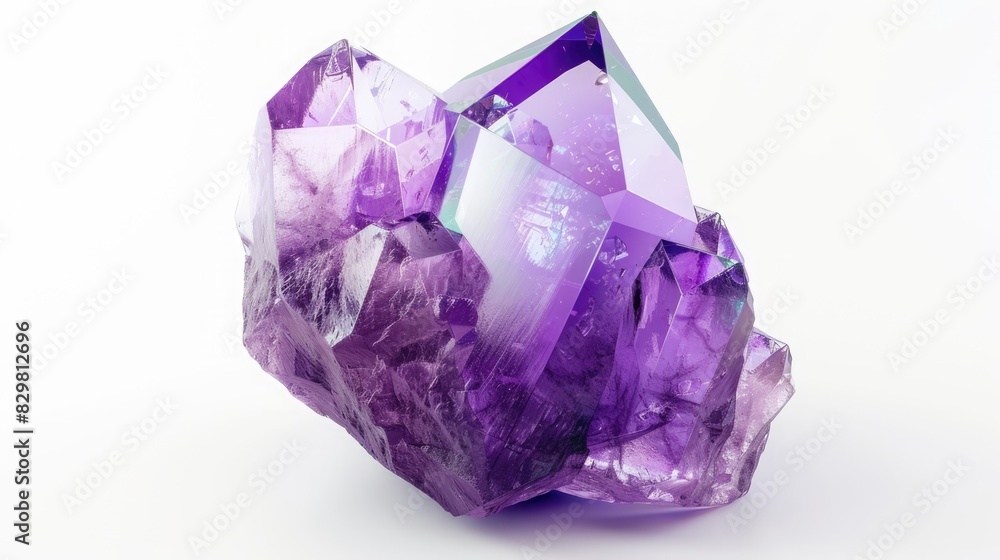 Violet crystal gemstone isolated on white background
