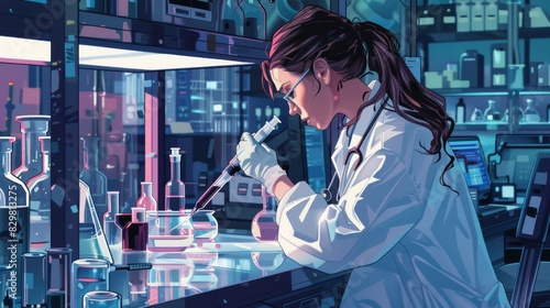 A transgender scientist conducting research in a state-of-the-art laboratory with advanced technology. Art style  realistic and inspirational. --ar 16 9 --style raw 