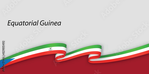 3d ribbon with national flag Equatorial Guinea isolated on white background