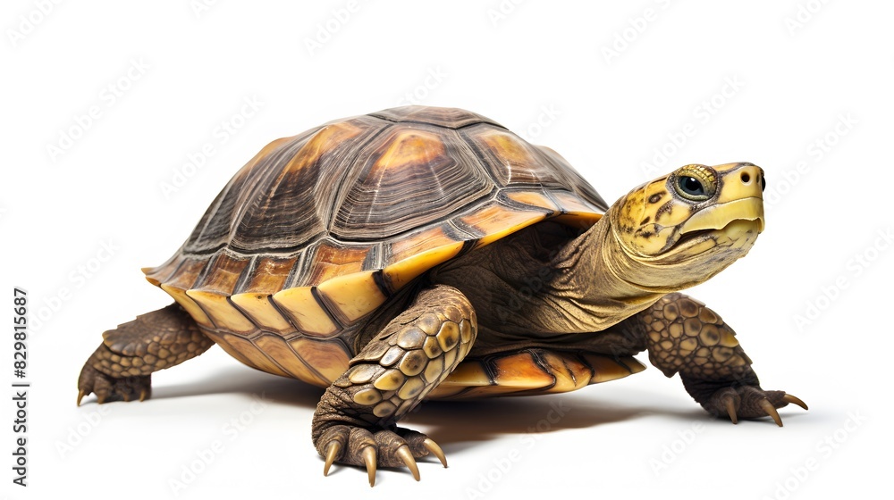 Obraz premium Realistic tortoise isolated on white background. Generative AI.