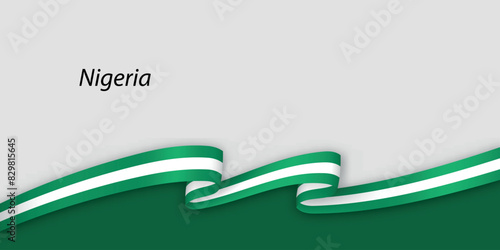 3d ribbon with national flag Nigeria isolated on white background