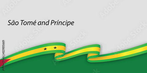 3d ribbon with national flag Sao Tome and Principe isolated on white background
