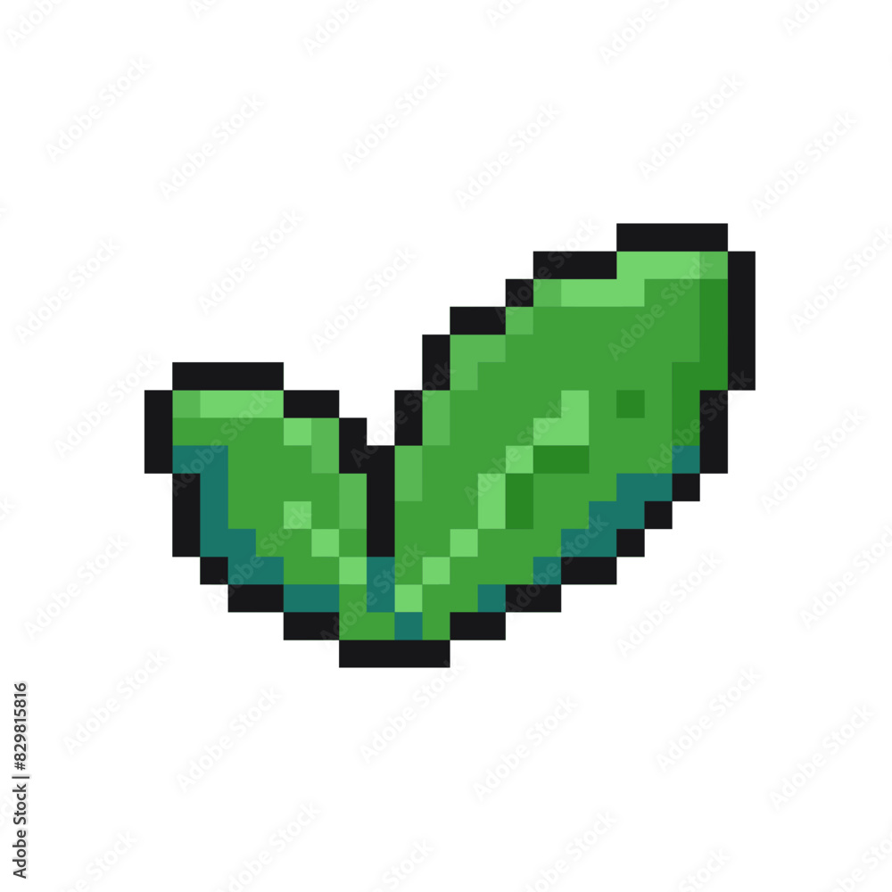 Fototapeta premium pixelated green greenery sprout leaf pixel art game items nature