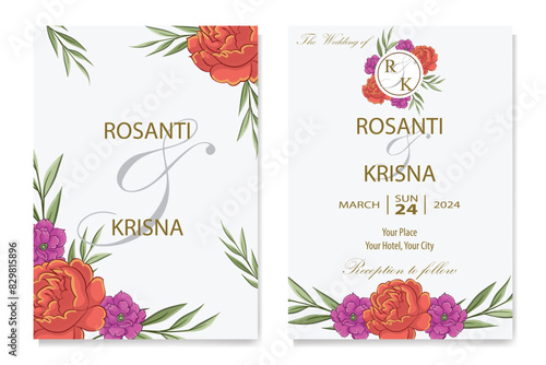 Decorative floral foliage ornamentation for wedding invitations infuses your stationery with natural elegance, evoking the romance and beauty of blooming gardens