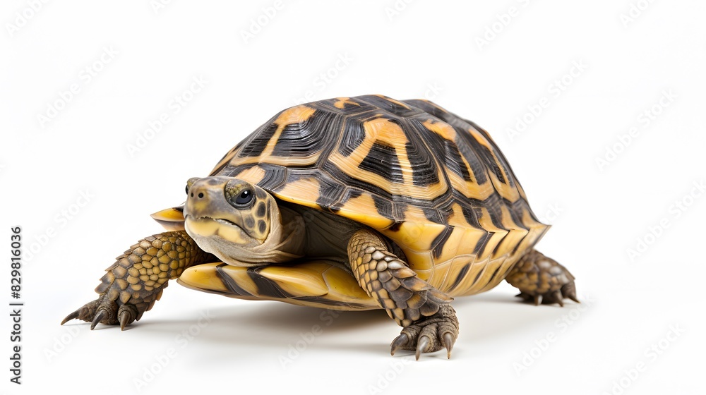 Naklejka premium Realistic tortoise isolated on white background. Generative AI.