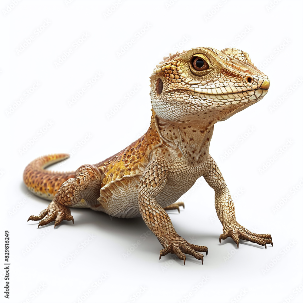 Fototapeta premium Lizard, realistic style, white background