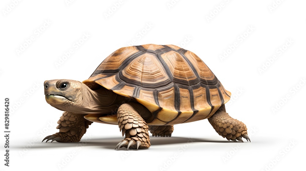 Obraz premium Realistic tortoise isolated on white background. Generative AI.