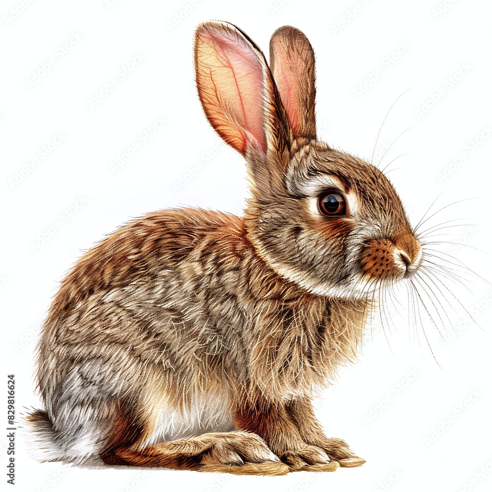 Obraz premium Rabbit, realistic style, white background