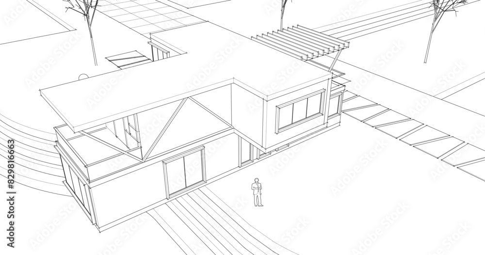 house with console 3d illustration