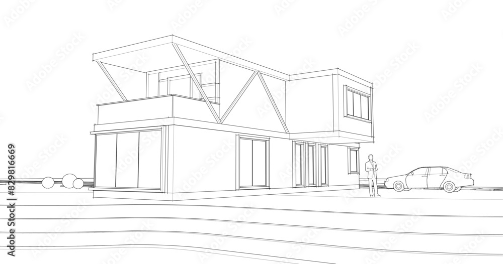 Fototapeta premium house with console 3d illustration