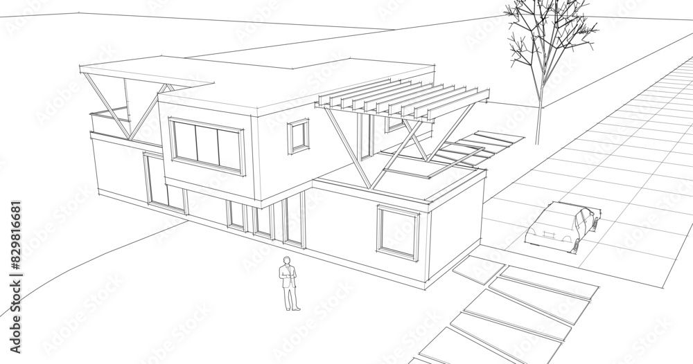 Fototapeta premium house with console 3d illustration
