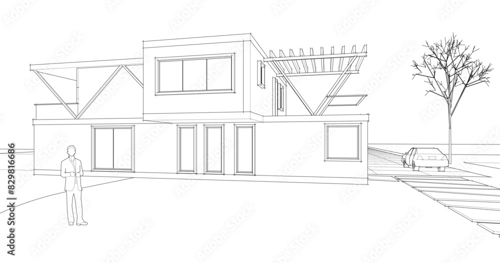 house with console 3d illustration