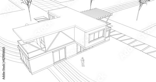 house with console 3d illustration