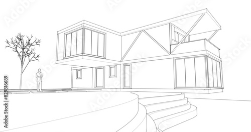 house with console 3d illustration