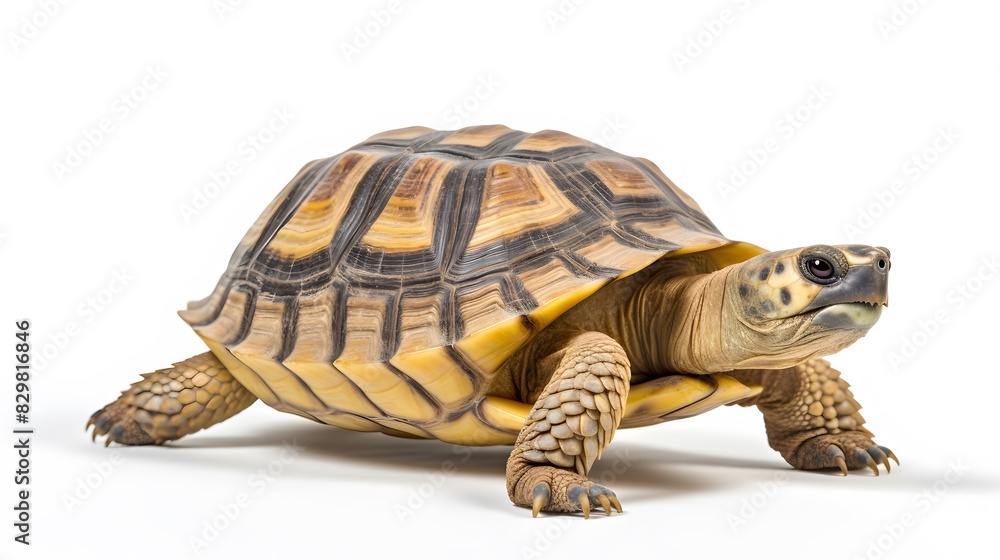 Obraz premium Realistic tortoise isolated on white background. Generative AI.