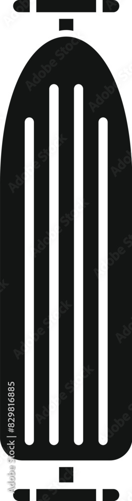 Simple vector icon of a skateboard in a bold black and white silhouette Simple vector icon of a skateboard in a bold black and white silhouette