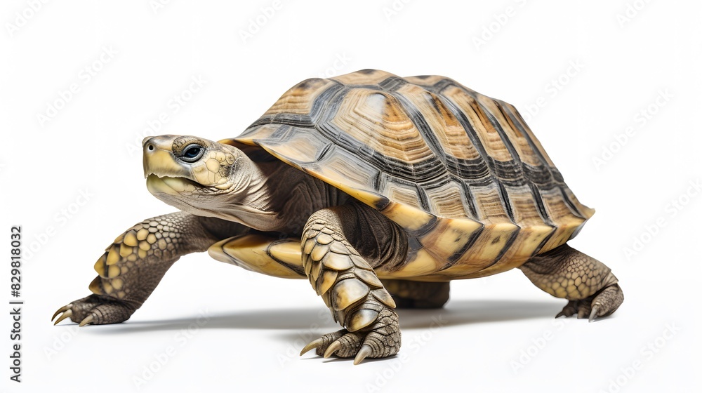 Obraz premium Realistic tortoise isolated on white background. Generative AI.