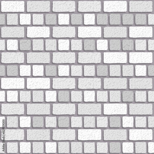 Realistic vector grey English brick wall seamless pattern. Flat grey and whit...