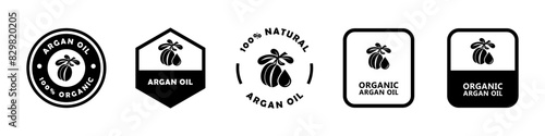Argan Oil - 100% natural. Vector sign for product packaging labels.