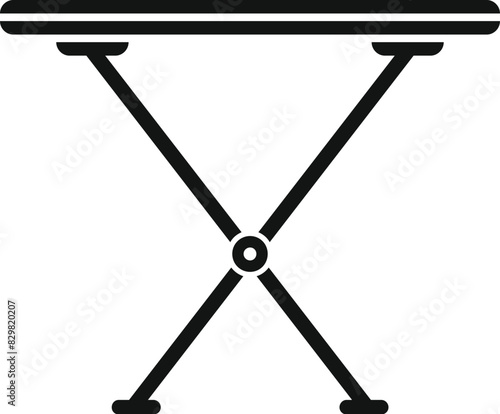 Simple vector illustration of a folding ironing board icon in a monochrome design