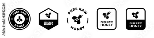 Pure Raw Honey - vector sign for product packaging label.