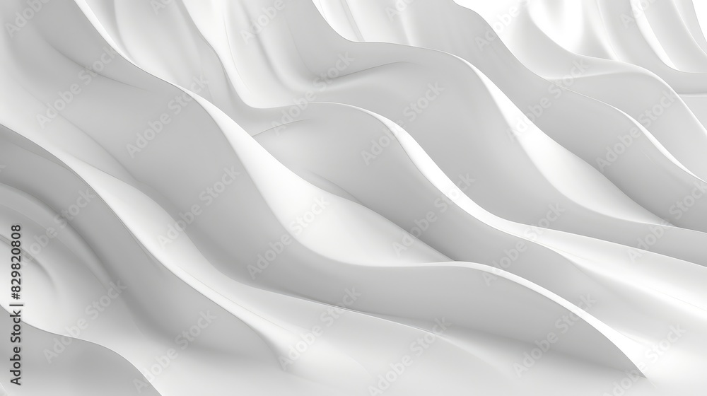 Clean and smooth white waves transition into a pristine background, reflecting minimalist principles. Clean and smooth white waves transition into a pristine background, reflecting minimalist principles.