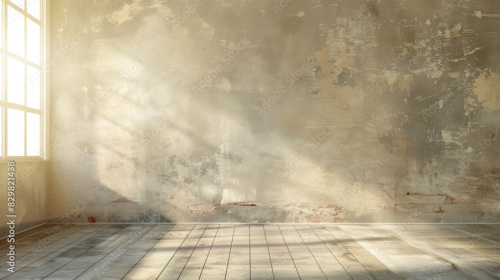 Sunlit living room highlighting an empty grunge wall with an ancient feel Sunlit living room highlighting an empty grunge wall with an ancient feel