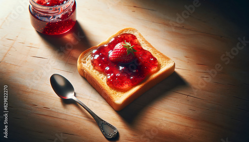 bread toast with strawberry jam