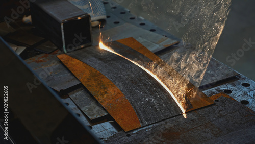Laser beam that removes rust on metal. Media. Laser beam line removes rusty trace on metal. Industrial laser treatment of metal from rust