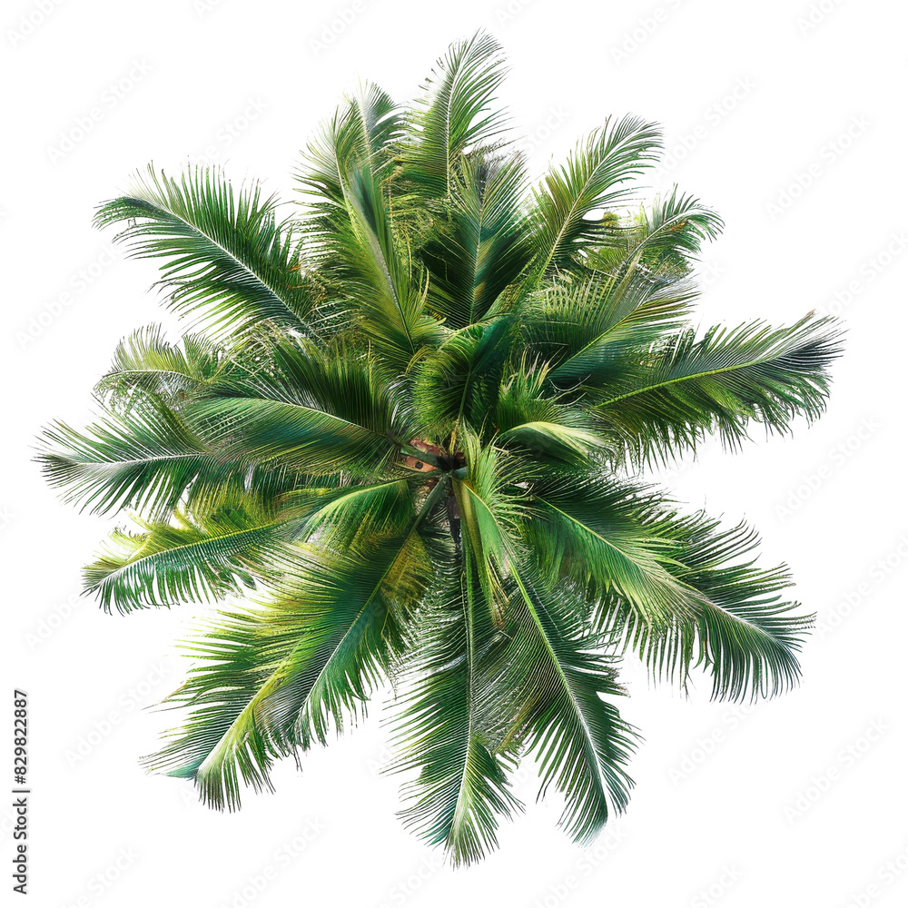 Top view of a palm tree isolated on transparent background Top view of a palm tree isolated on transparent background