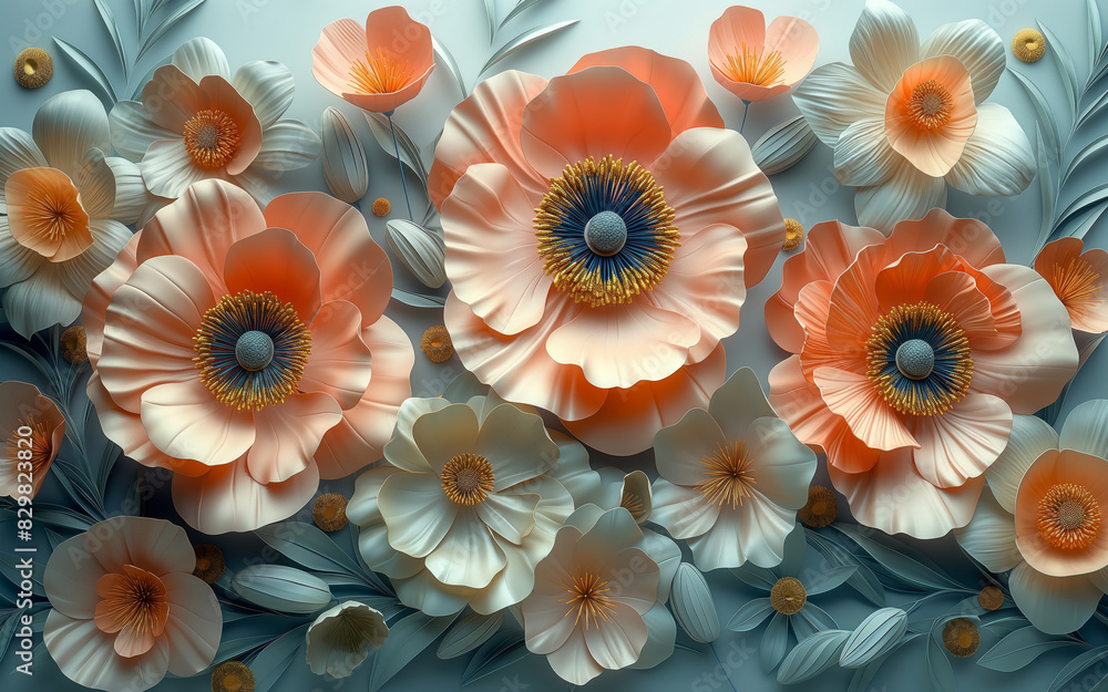 Modern simple beautiful flowers wallpaper, illustration
