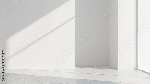 A minimalist abstract composition featuring an expansive white empty space against a clean background  evoking a sense of tranquility and simplicity.