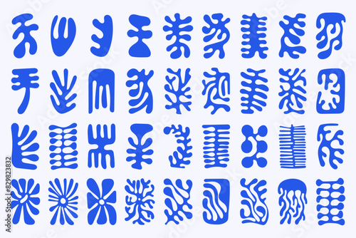 Collection of abstract blue organic vector shapes